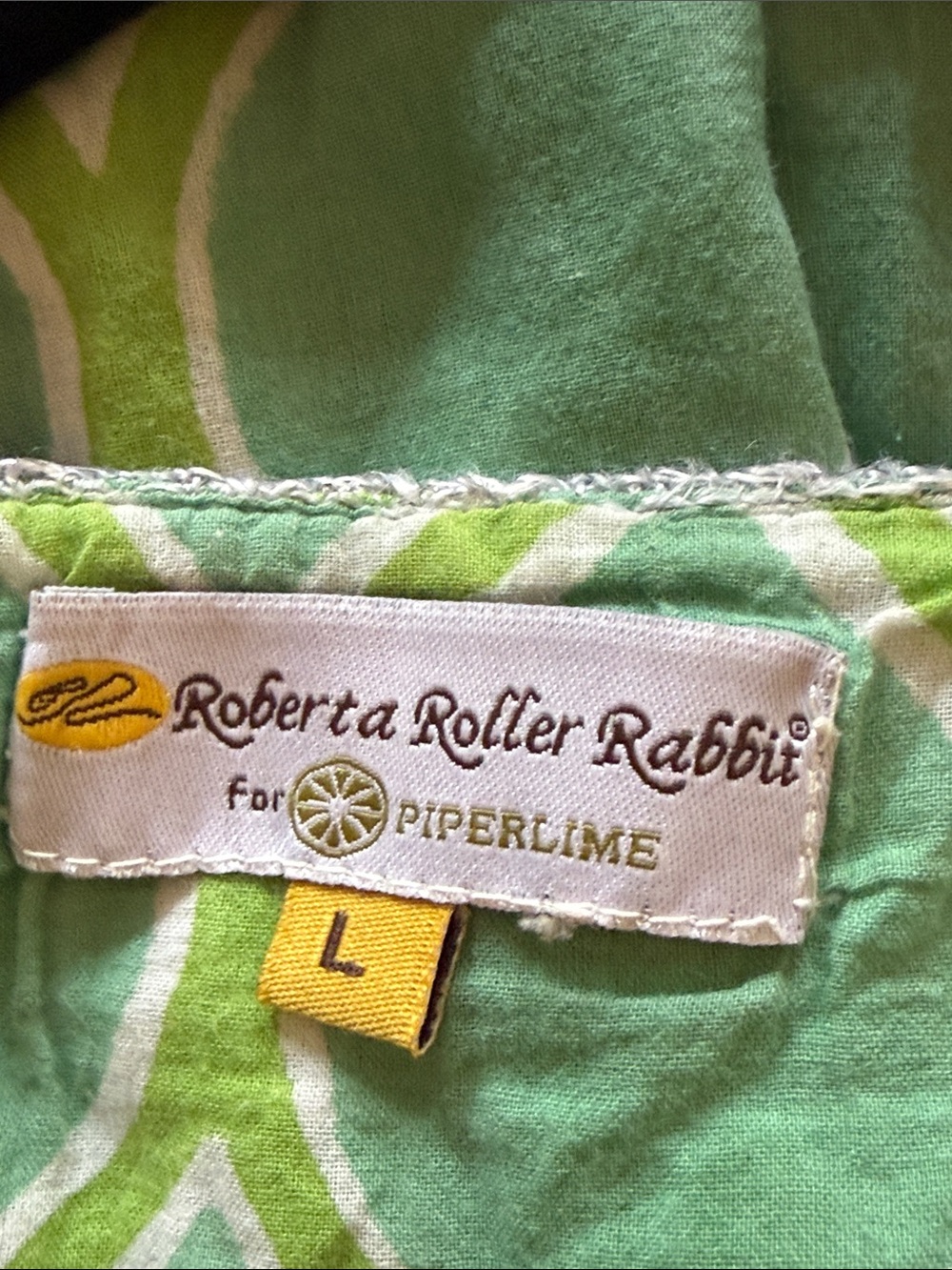 Roberta Roller Rabbit Green Patterned Embroidered V-Neck Tunic Top - Picture 4 of 6